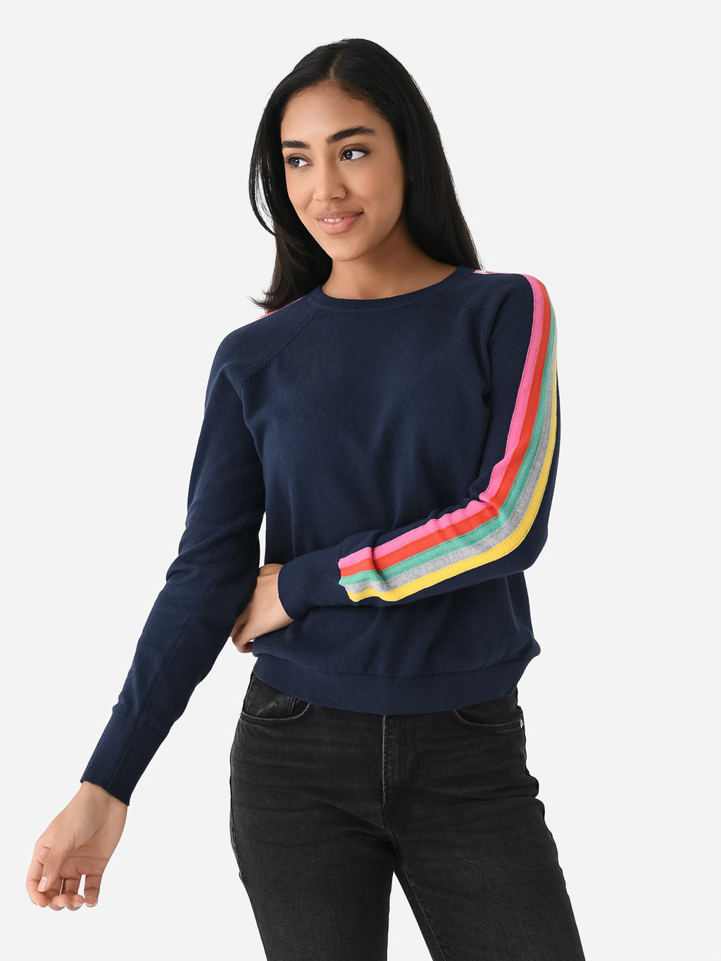 J Society Women's Stripe Sleeve Sweater - Saint Bernard