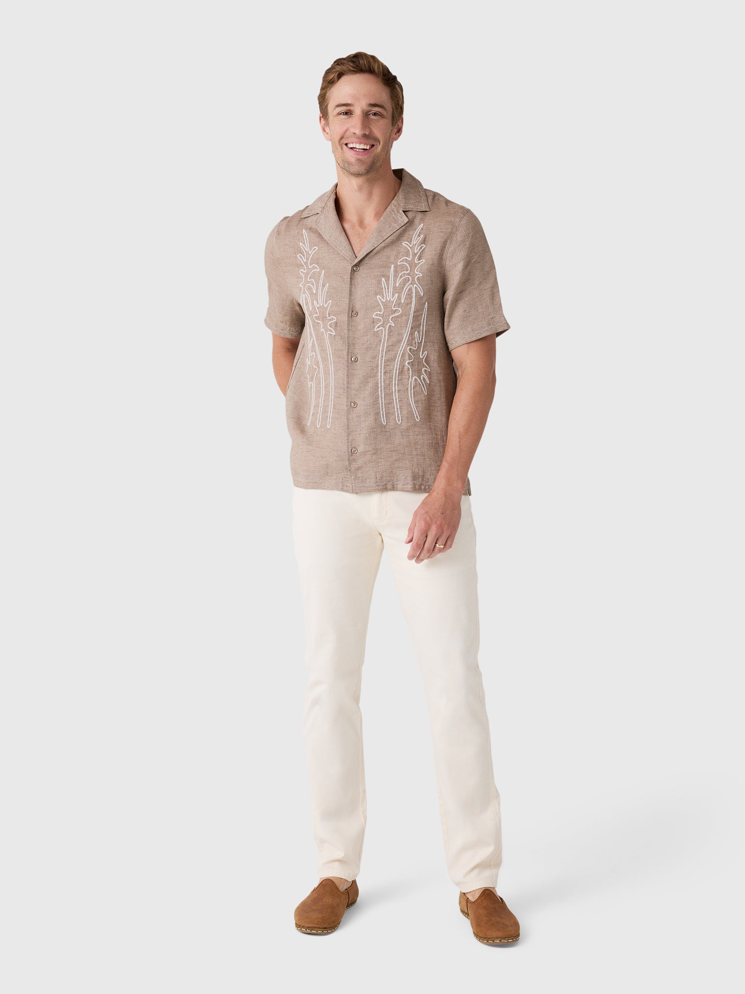 Frescobol Carioca Men's Alves Linen Shirt - Saint Bernard