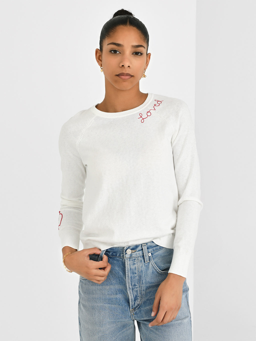 J Society Women's Love Stitch Crew Sweater - Saint Bernard