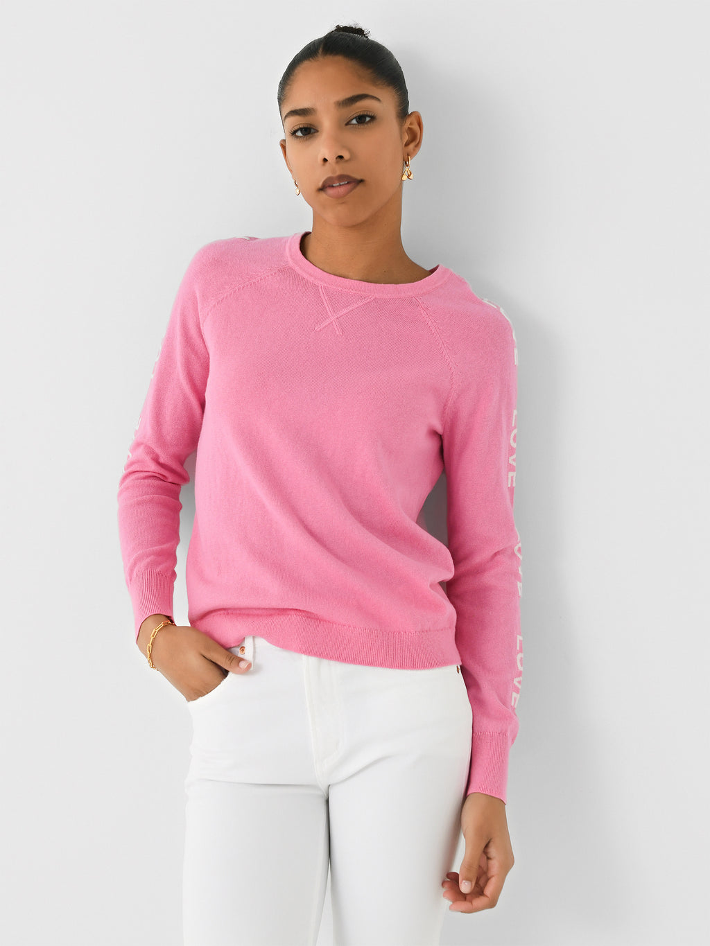 J Society Women's Love Sleeve Crew Sweater - Saint Bernard
