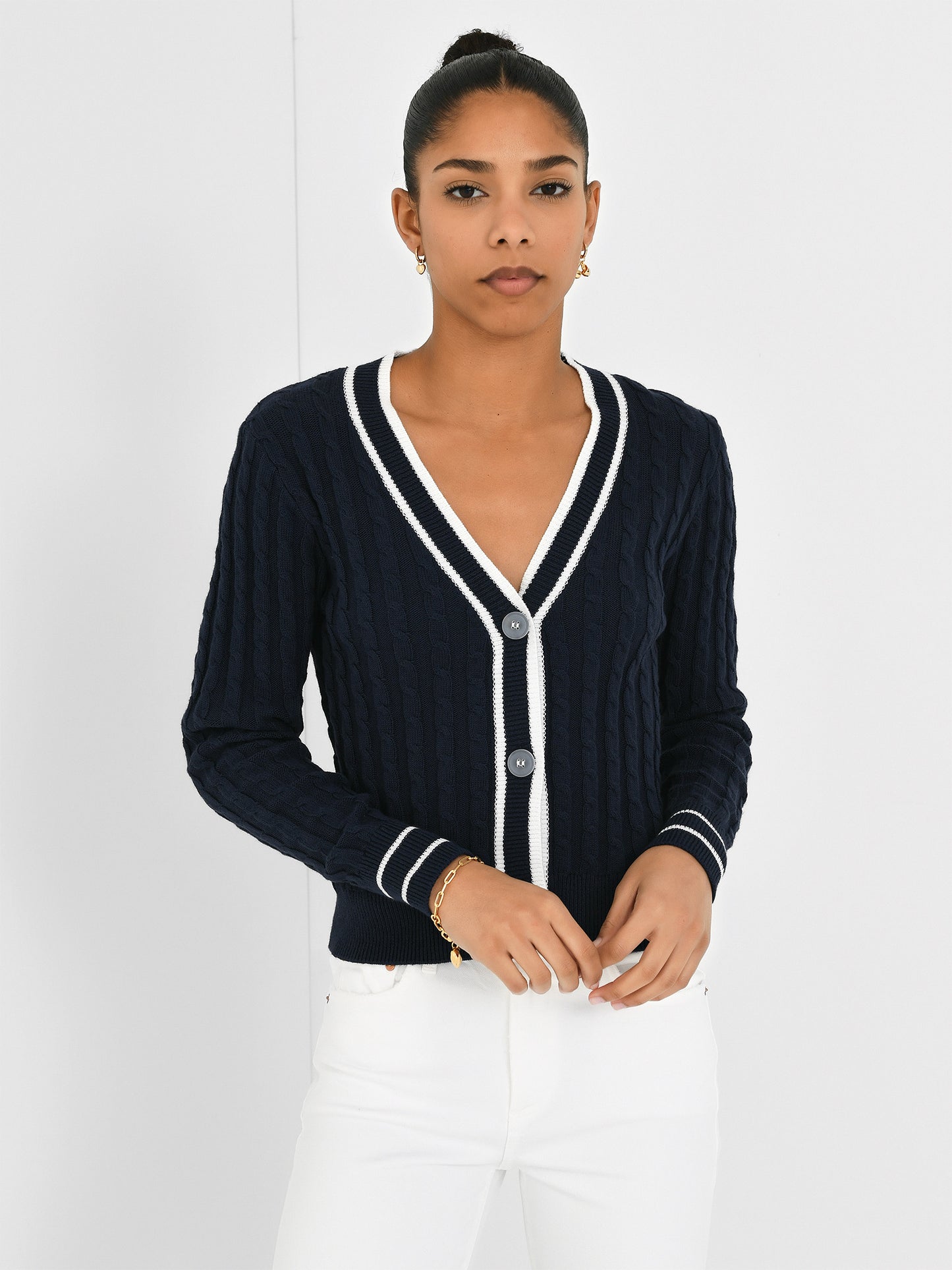 J Society Women's Cable Varsity Cardigan