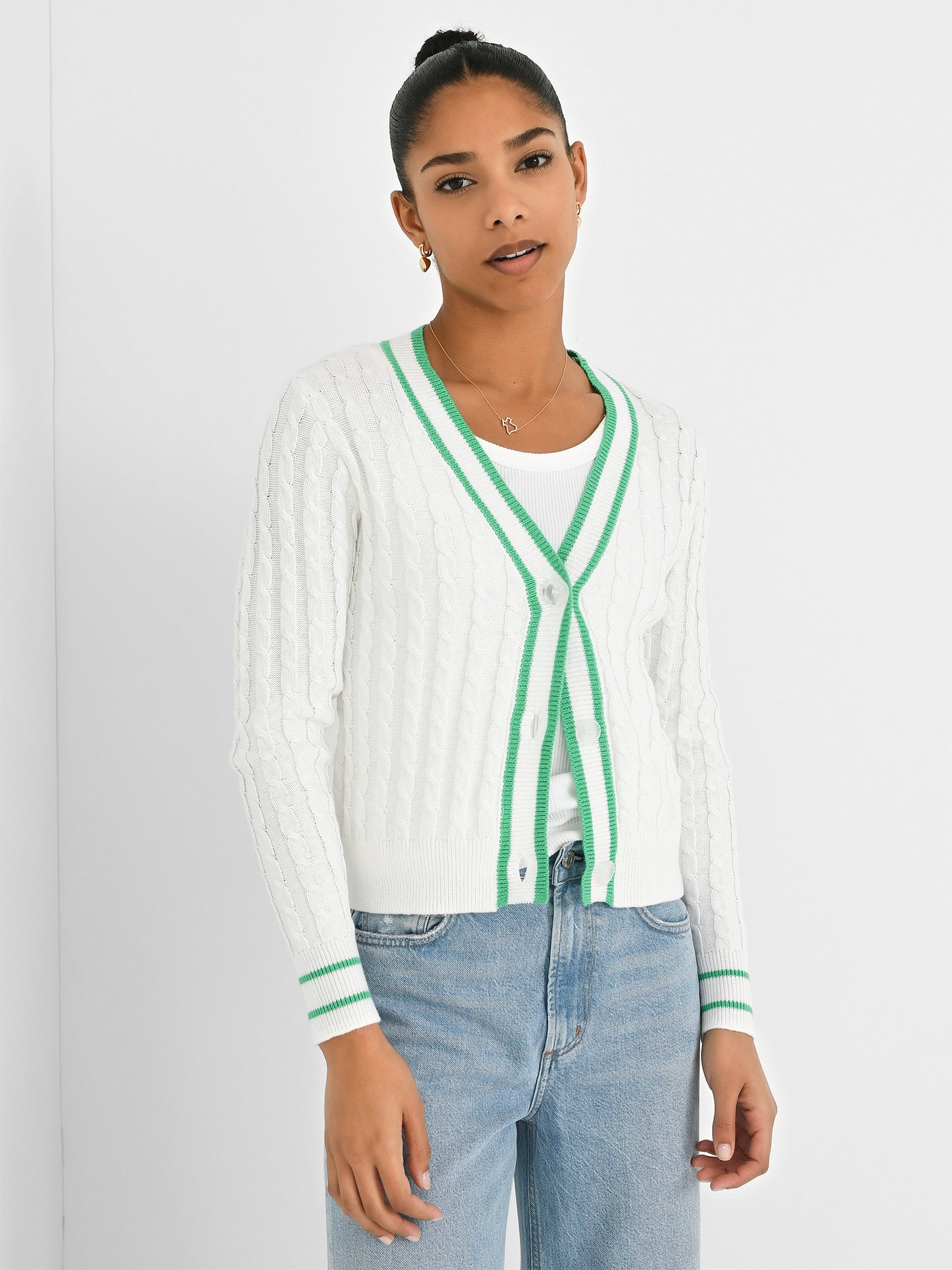 J Society Women's Cable Varsity Cardigan