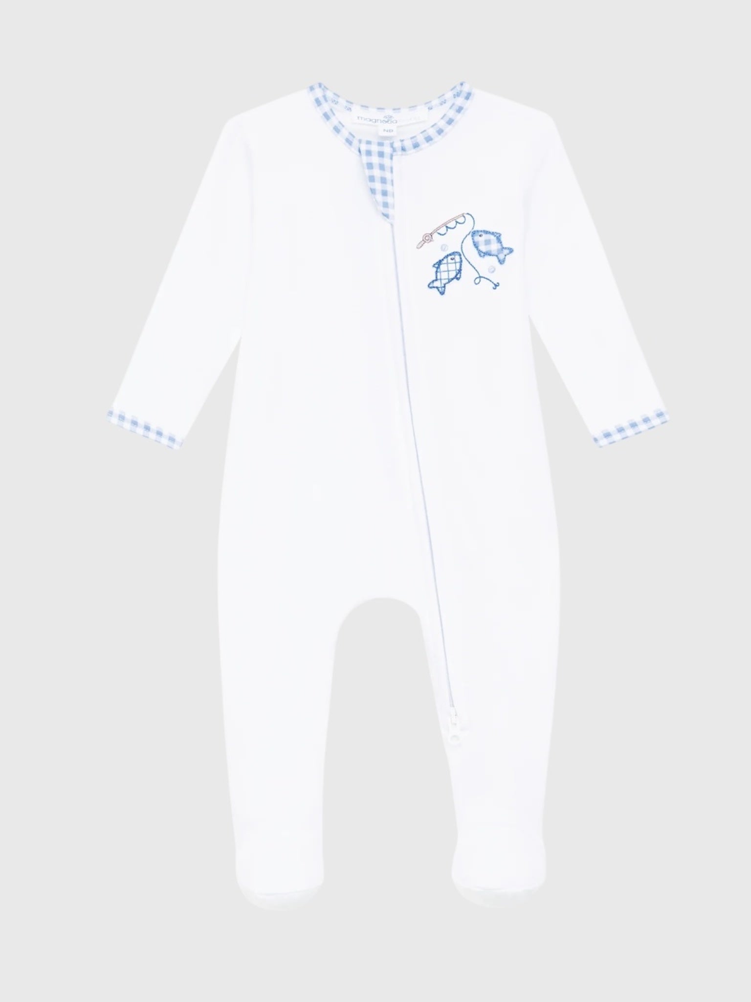 Magnolia Baby Baby Gone Fishing Appliqué Zip Footie - Saint Bernard