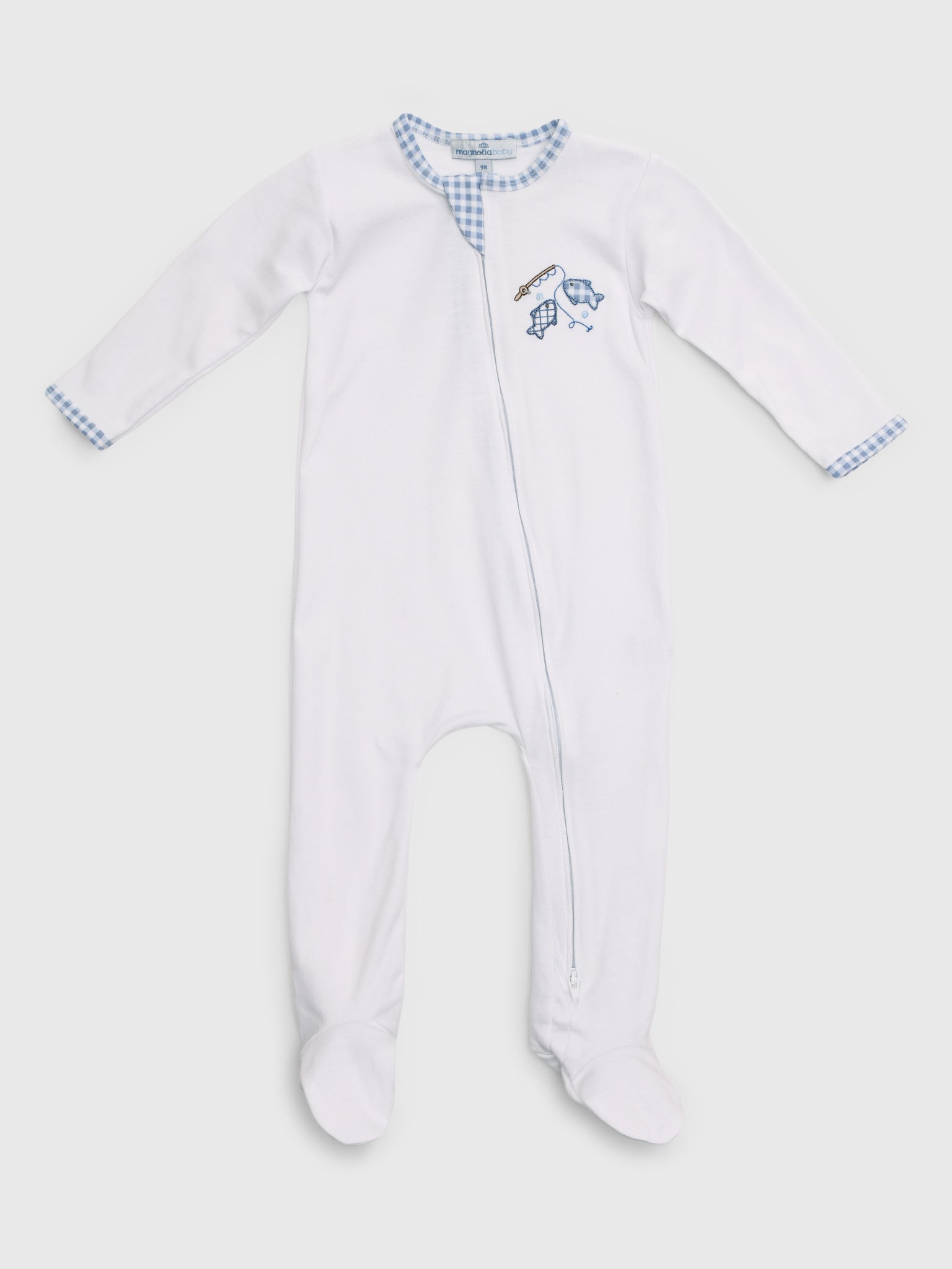 Magnolia Baby Baby Gone Fishing Appliqué Zip Footie - Saint Bernard