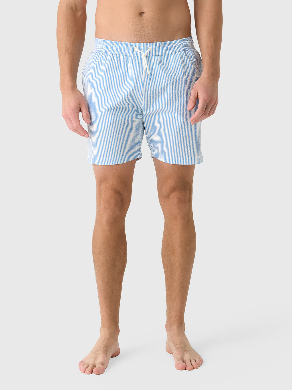 04651 / A Trip In A Bag Men's Seersucker Swim Trunk - Saint Bernard