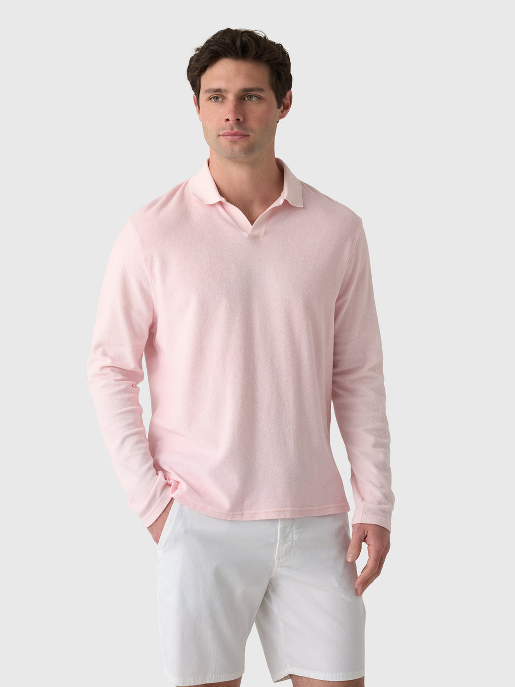 04651 / A Trip In A Bag Men's Terry Johnny Long Sleeve Polo - Saint Bernard