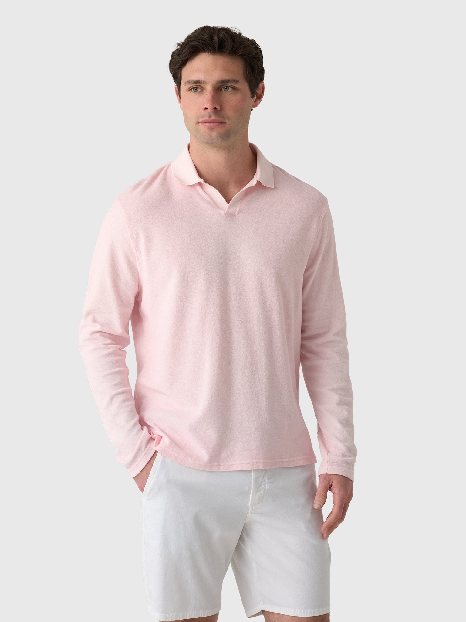 04651 / A Trip In A Bag Men's Terry Johnny Long Sleeve Polo - Saint Bernard