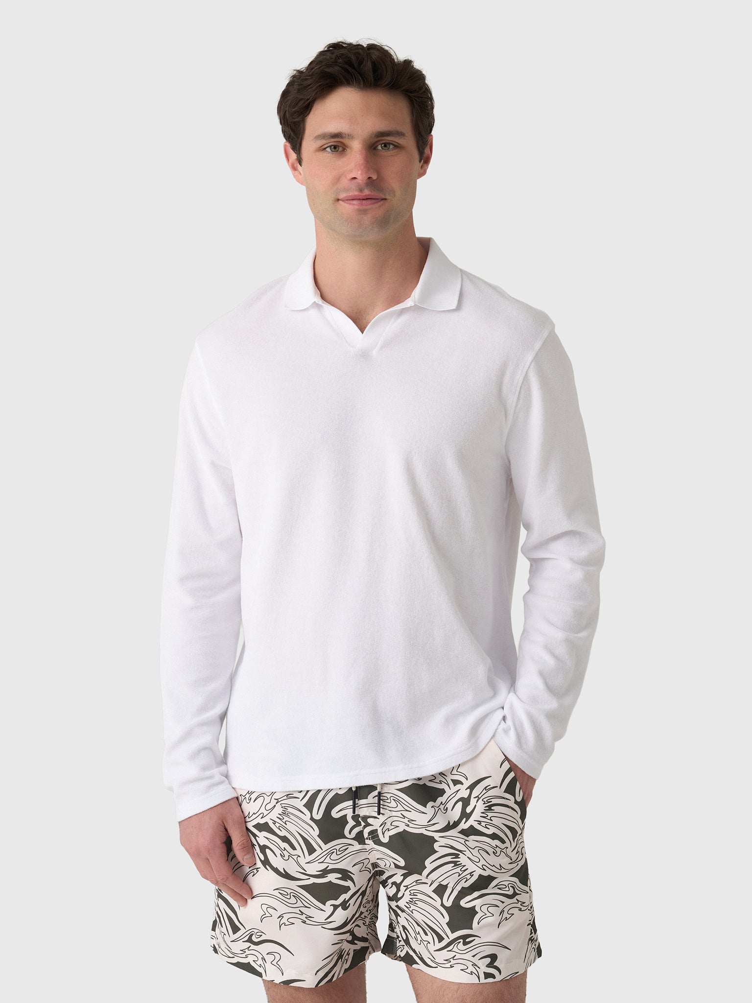 04651 / A Trip In A Bag Men's Terry Johnny Long Sleeve Polo - Saint Bernard