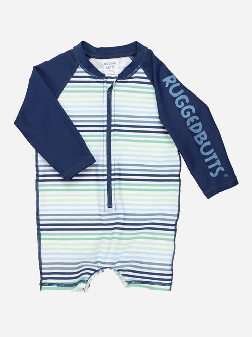 Rufflebutts Baby Boys' Logo Long Sleeve Onesie Rash Guard