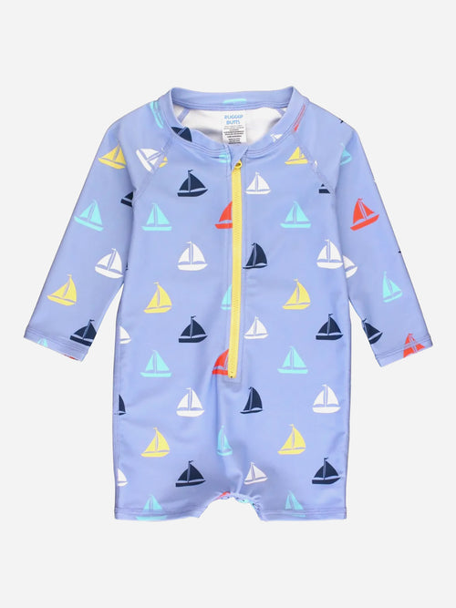 Rufflebutts Baby Boys' Long Sleeve Onesie Rash Guard
