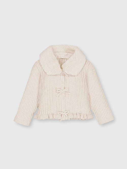 Mayoral Baby Girls' Faux Fur Collar Cardigan