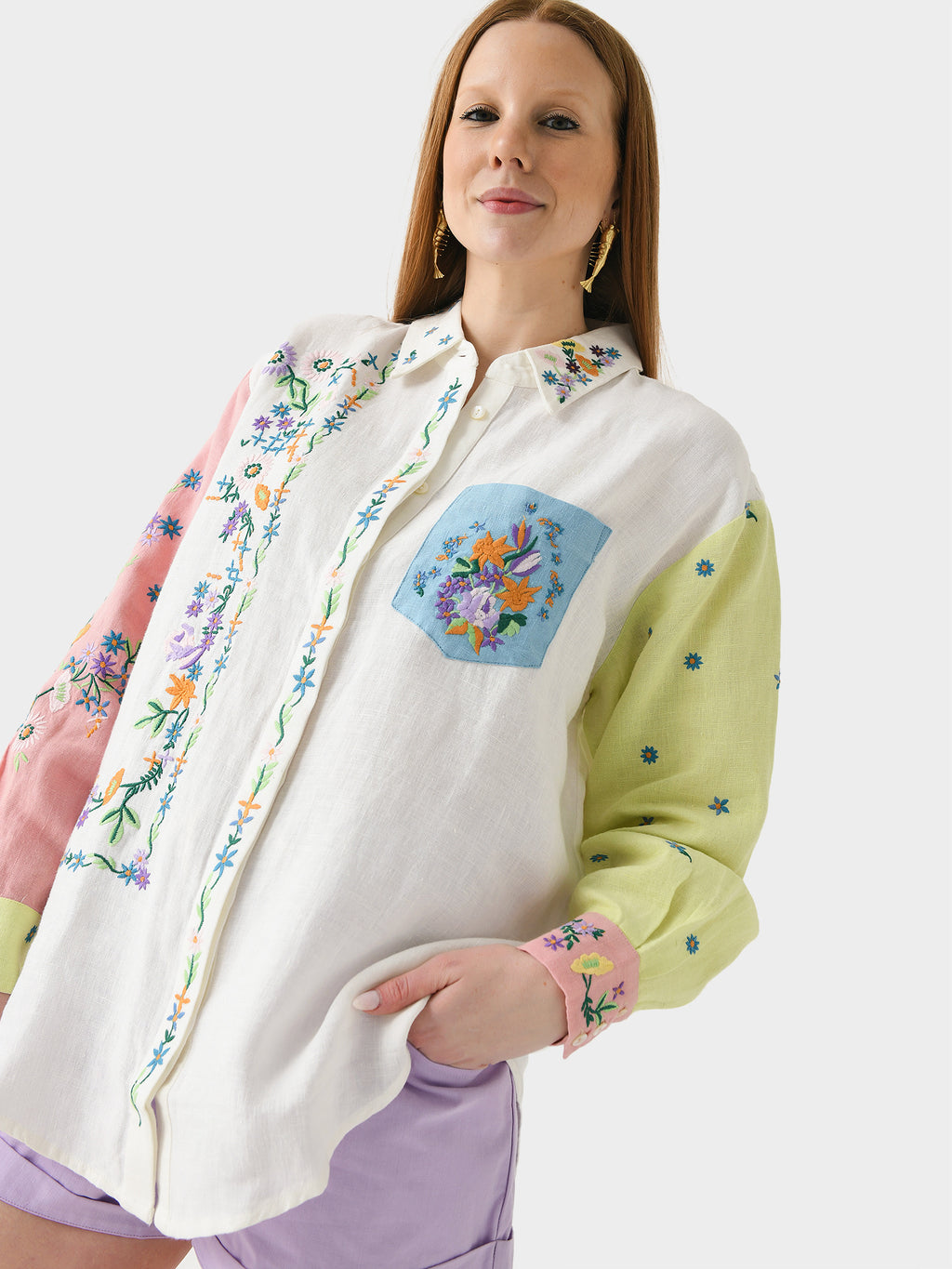 Alemais Women's Willa Embroidered Shirt - Saint Bernard