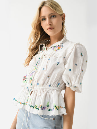 ピケ　Acka. embroidery frill blouse 3054TxIVORYxPrimary_125779486_