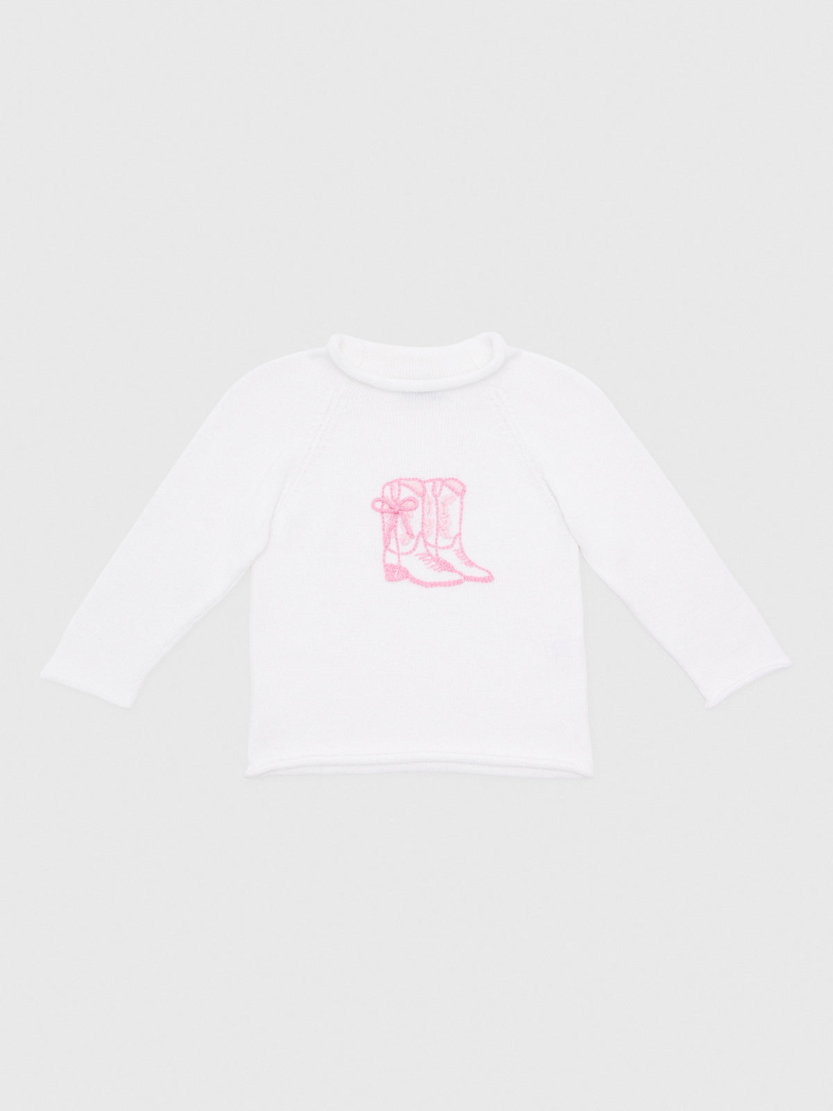 Magnolia Baby Kids' Darling Cowboy Boots Rollneck Sweater - Saint Bernard
