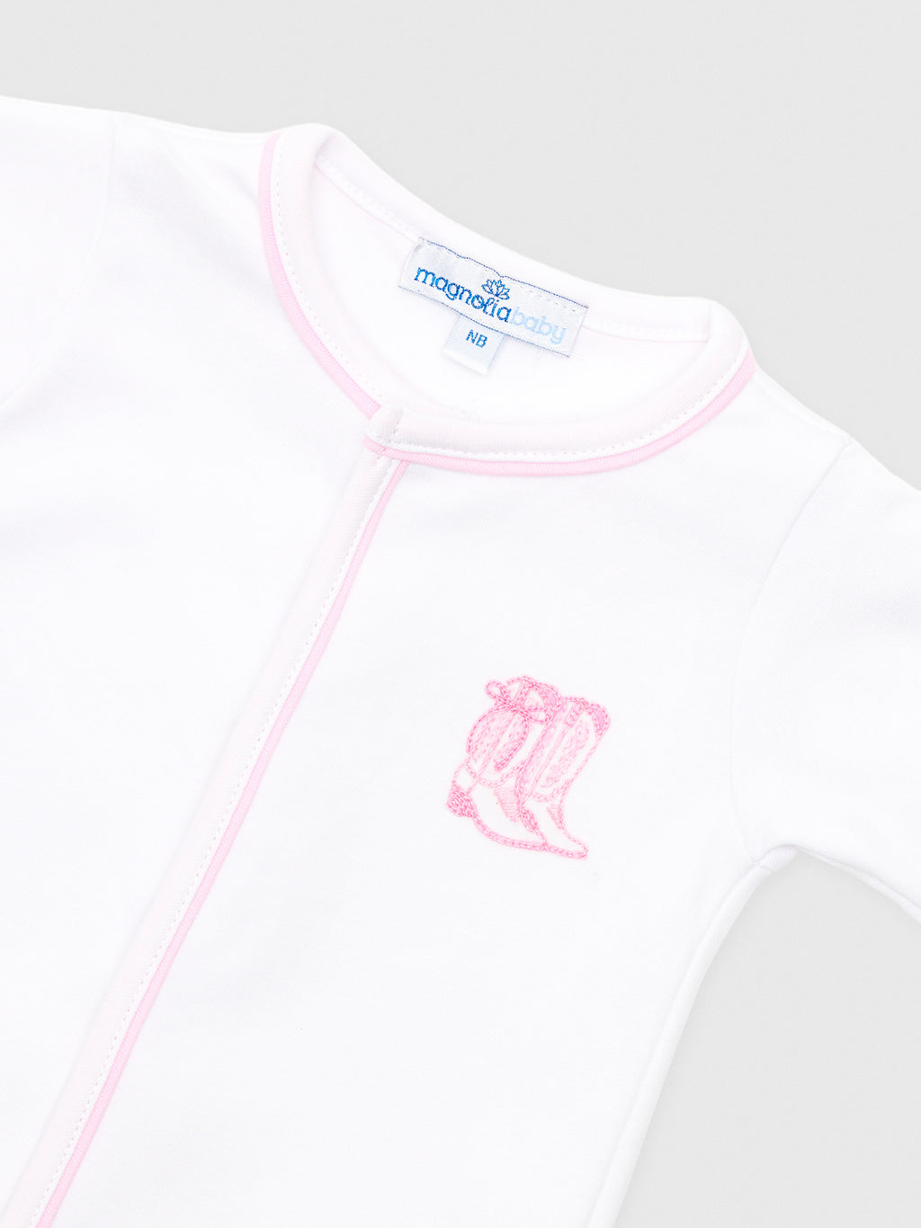 Magnolia Baby Baby Girls' Darling Cowboy Boots Ruffle Footie - Saint Bernard