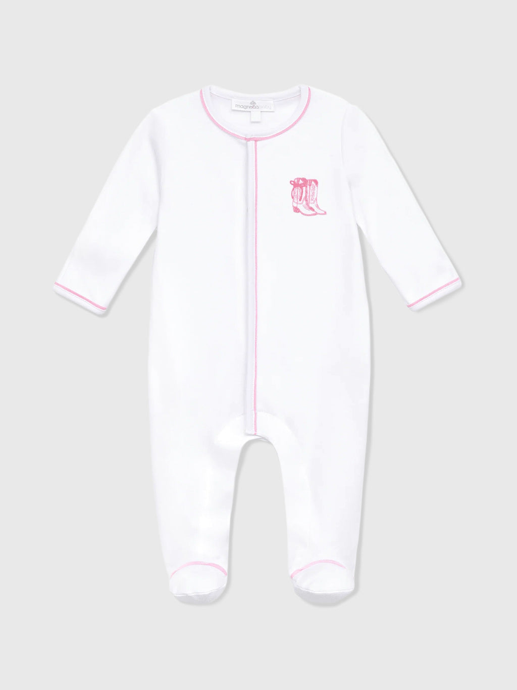 Magnolia Baby Baby Girls' Darling Cowboy Boots Ruffle Footie - Saint Bernard