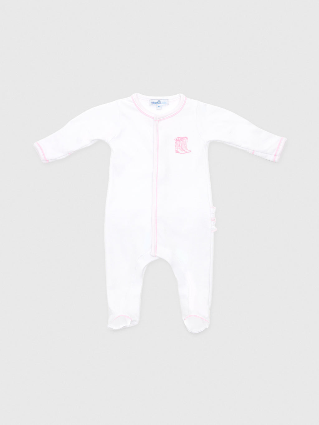 Magnolia Baby Baby Girls' Darling Cowboy Boots Ruffle Footie - Saint Bernard