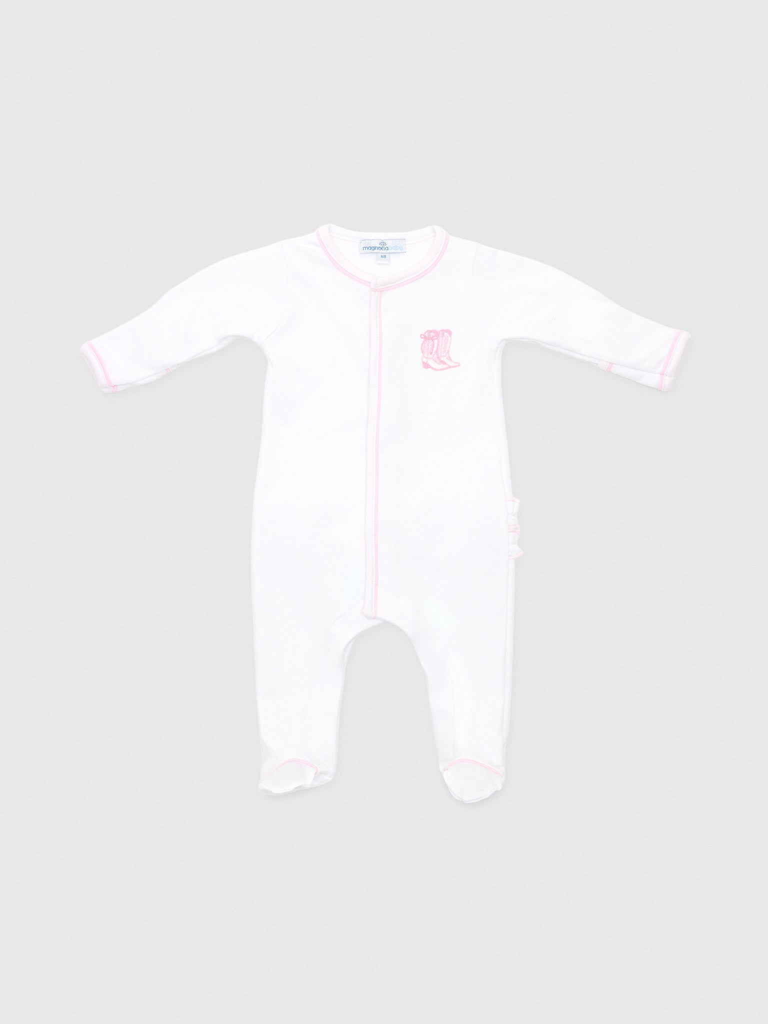Magnolia Baby Baby Girls' Darling Cowboy Boots Ruffle Footie - Saint Bernard