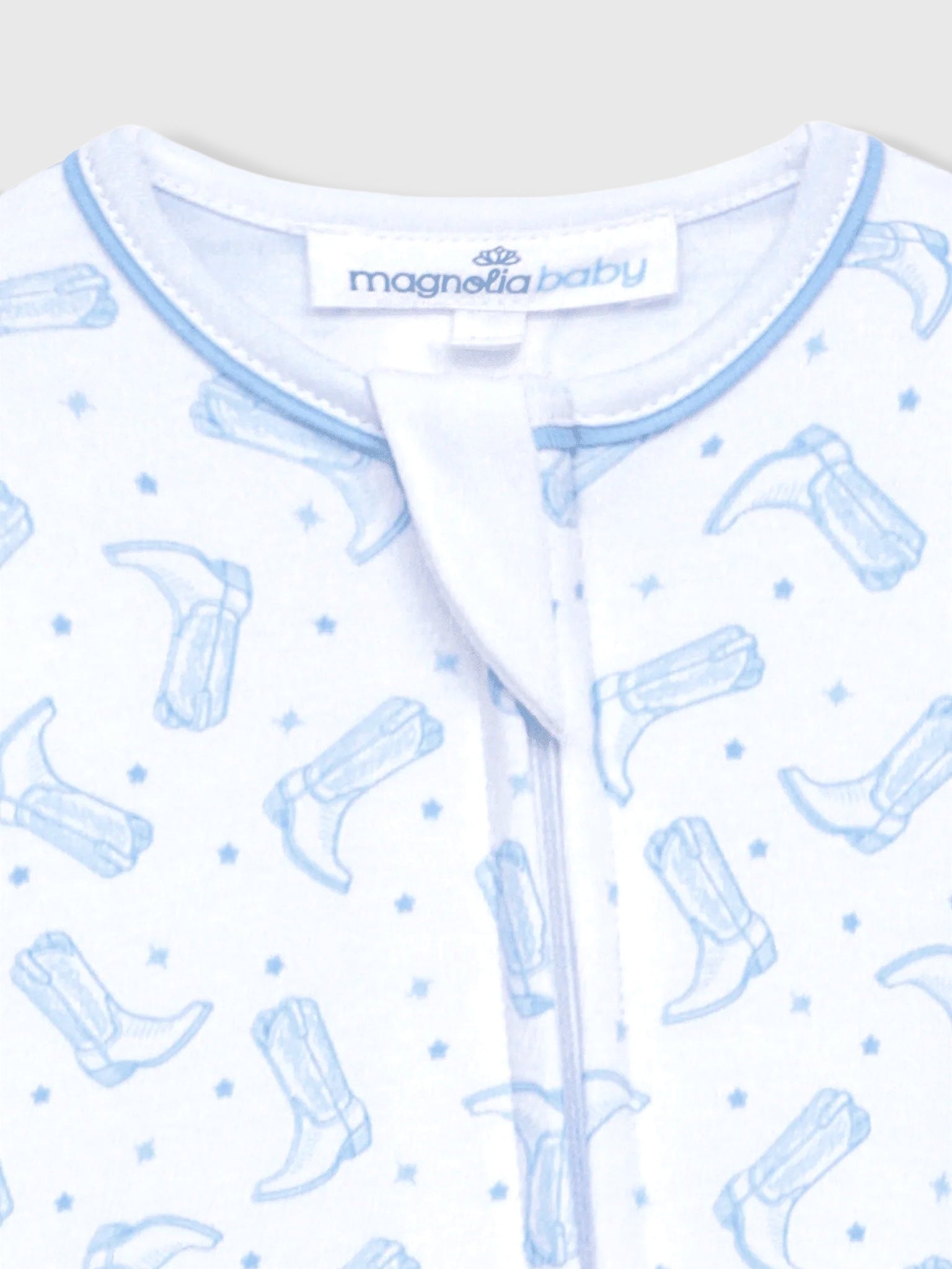 Magnolia Baby Baby Boys' Darling Cowboy Boots Zip Footie - Saint Bernard