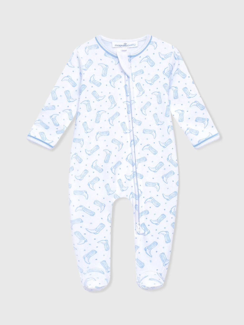 Magnolia Baby Baby Boys' Darling Cowboy Boots Zip Footie - Saint Bernard