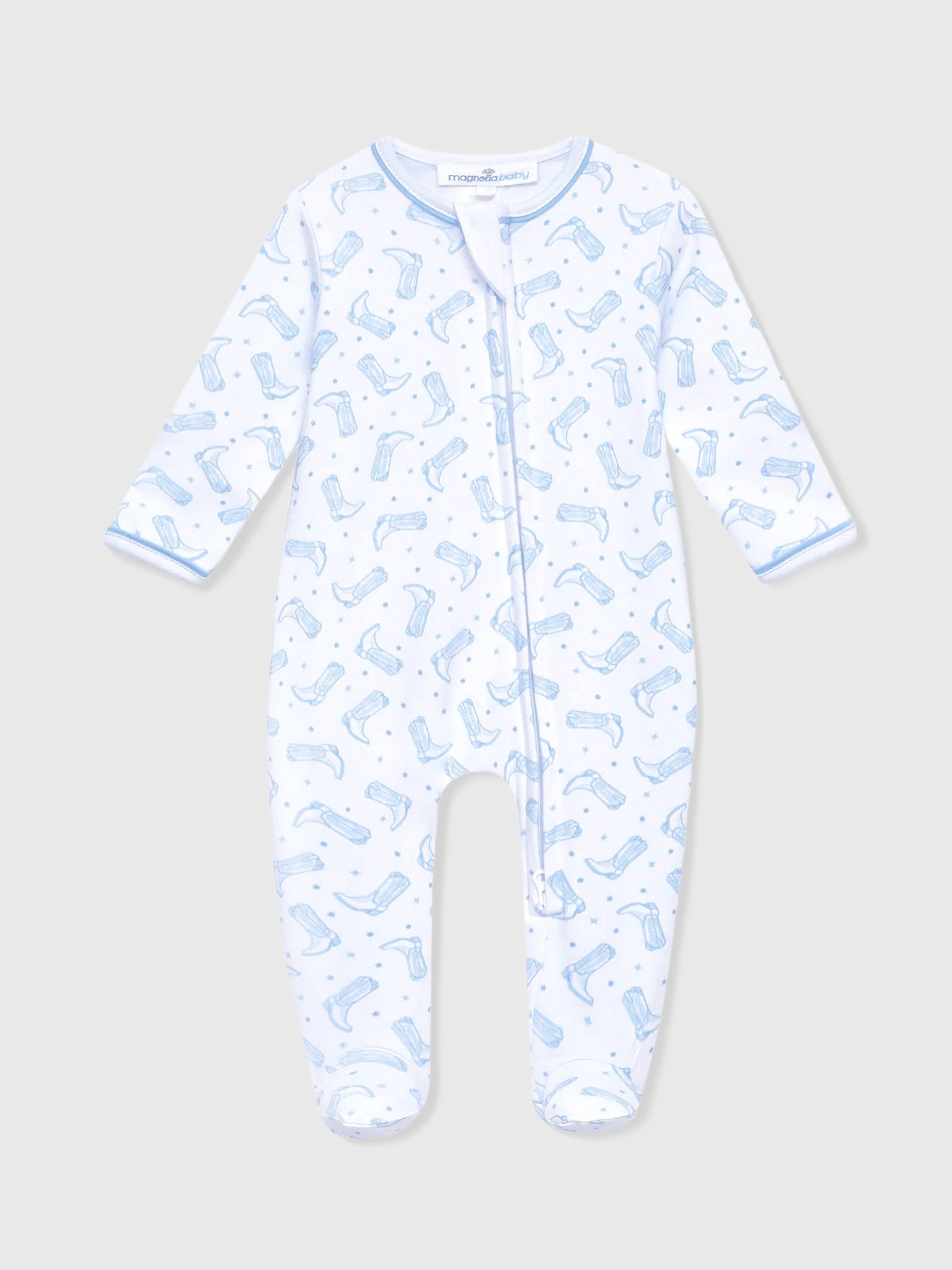 Magnolia Baby Baby Boys' Darling Cowboy Boots Zip Footie - Saint Bernard