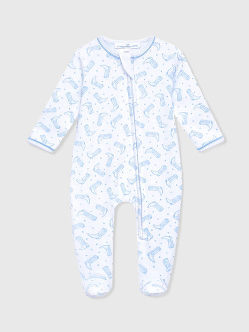 Magnolia Baby Baby Boys' Darling Cowboy Boots Zip Footie