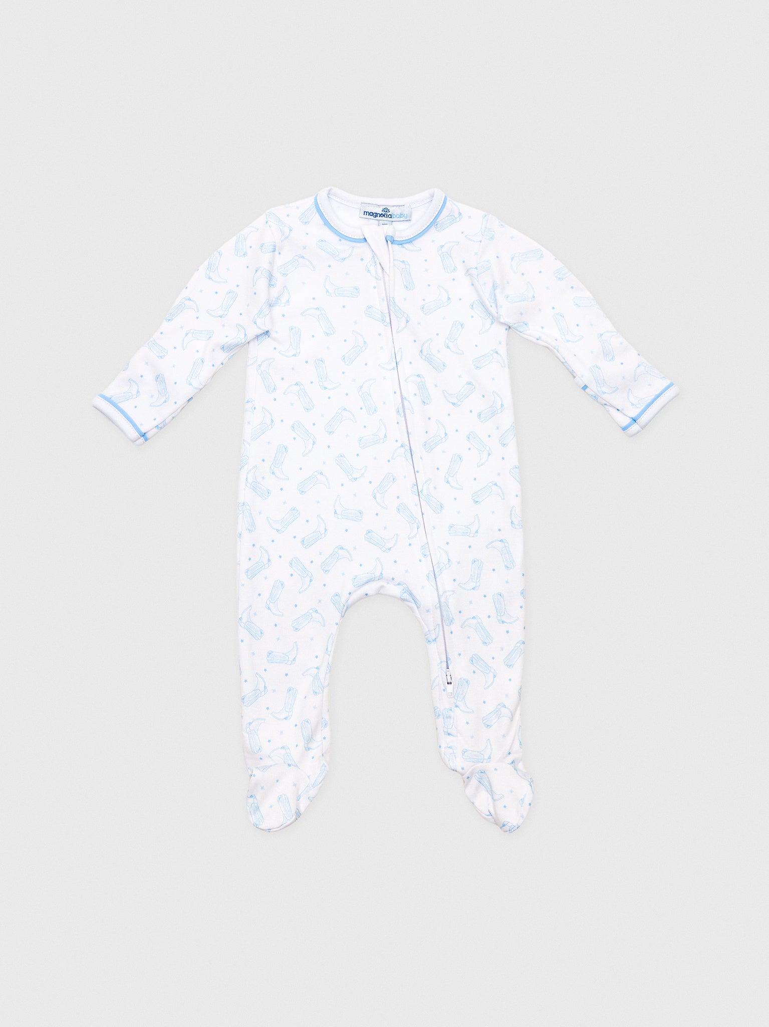 Magnolia Baby Baby Boys' Darling Cowboy Boots Zip Footie - Saint Bernard