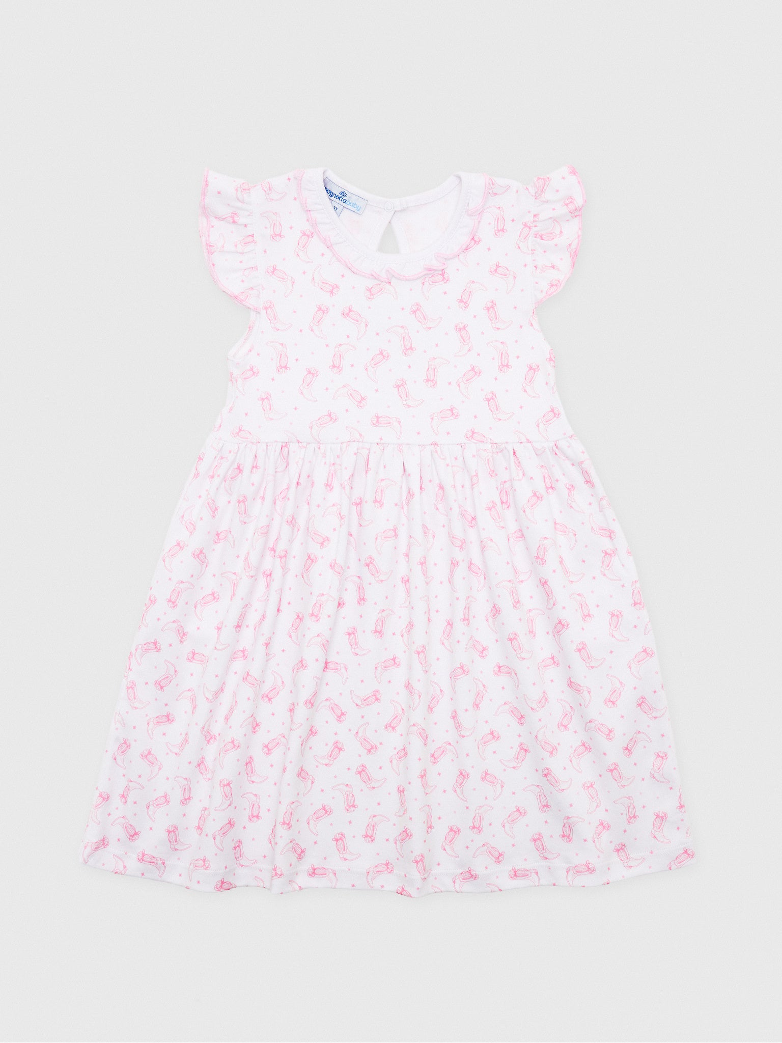 Magnolia Baby Girls' Darling Cowboy Boots Flutters Dress - Saint Bernard