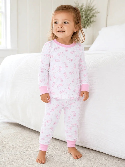 Magnolia Baby Girls' Darling Cowboy Boots Long Pajama Set