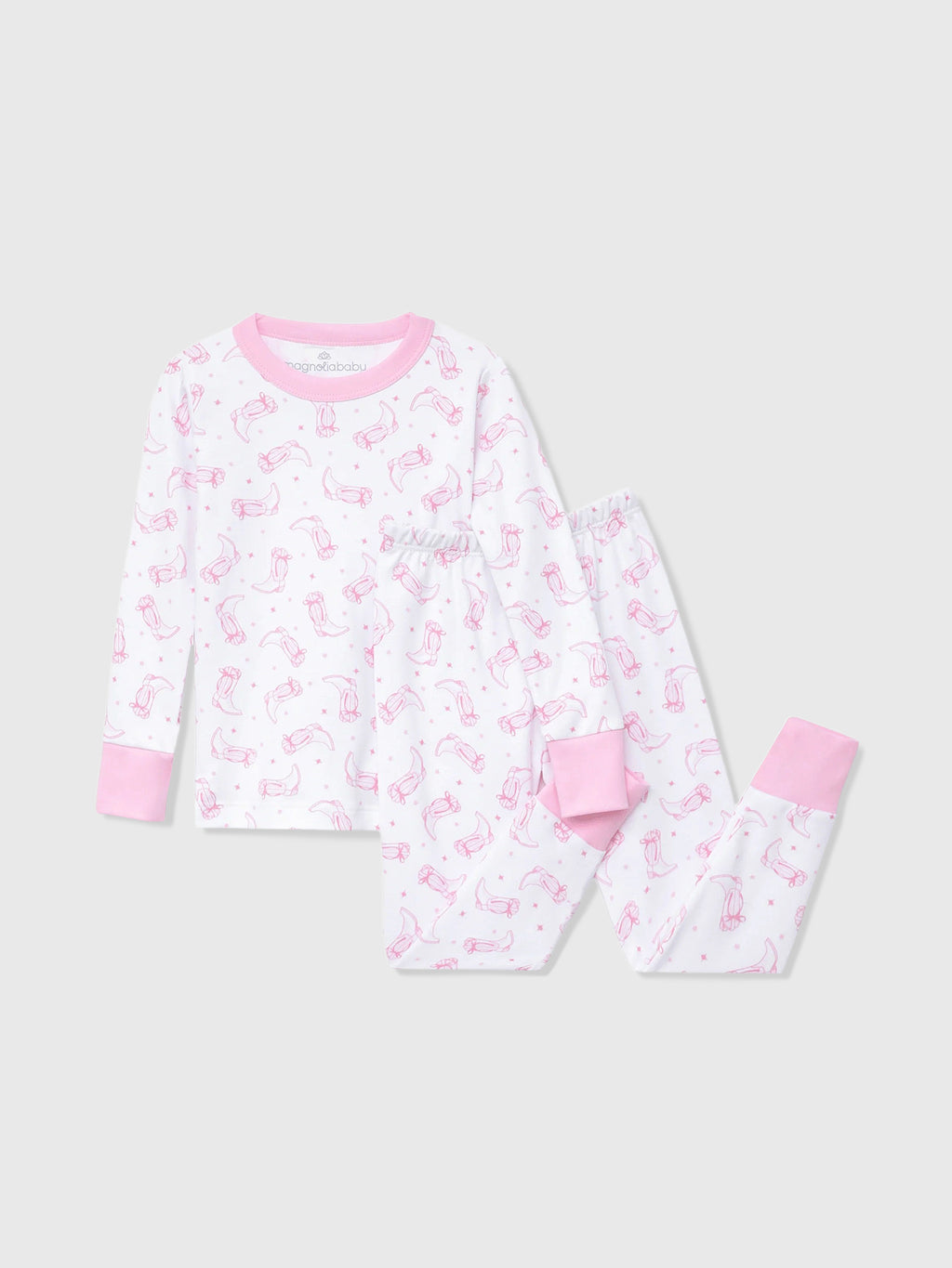 Magnolia Baby Girls' Darling Cowboy Boots Long Pajama Set - Saint Bernard