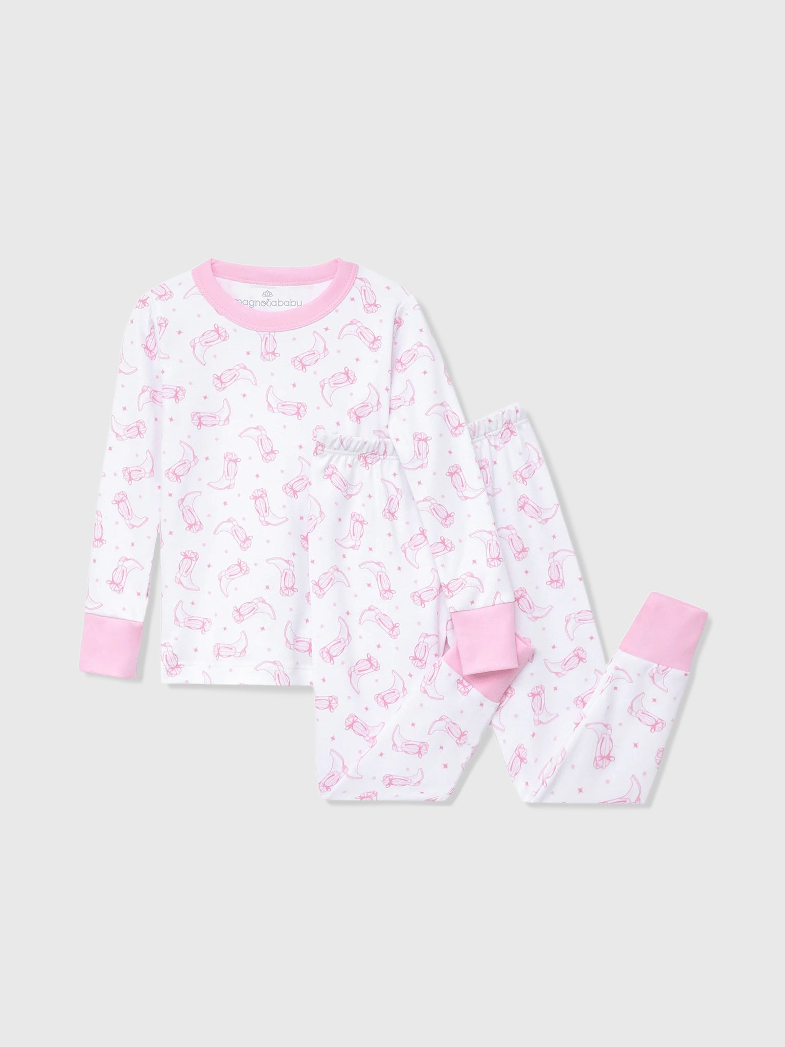 Magnolia Baby Girls' Darling Cowboy Boots Long Pajama Set - Saint Bernard