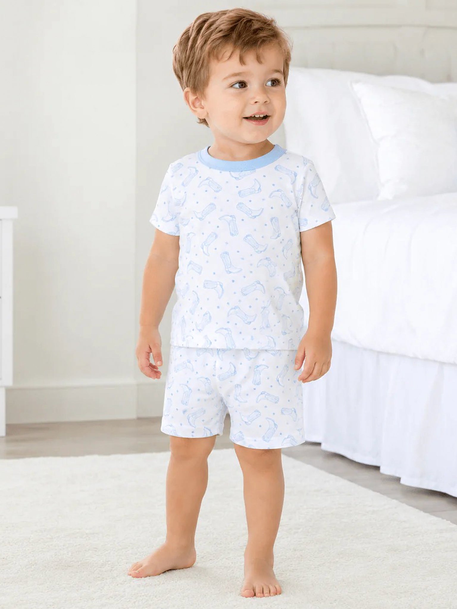 Magnolia Baby Boys' Darling Cowboy Boots Short Pajama Set - Saint Bernard