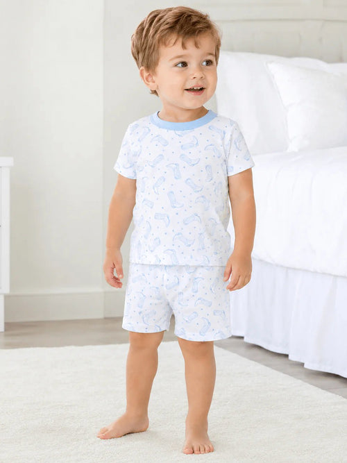 Magnolia Baby Boys' Darling Cowboy Boots Short Pajama Set