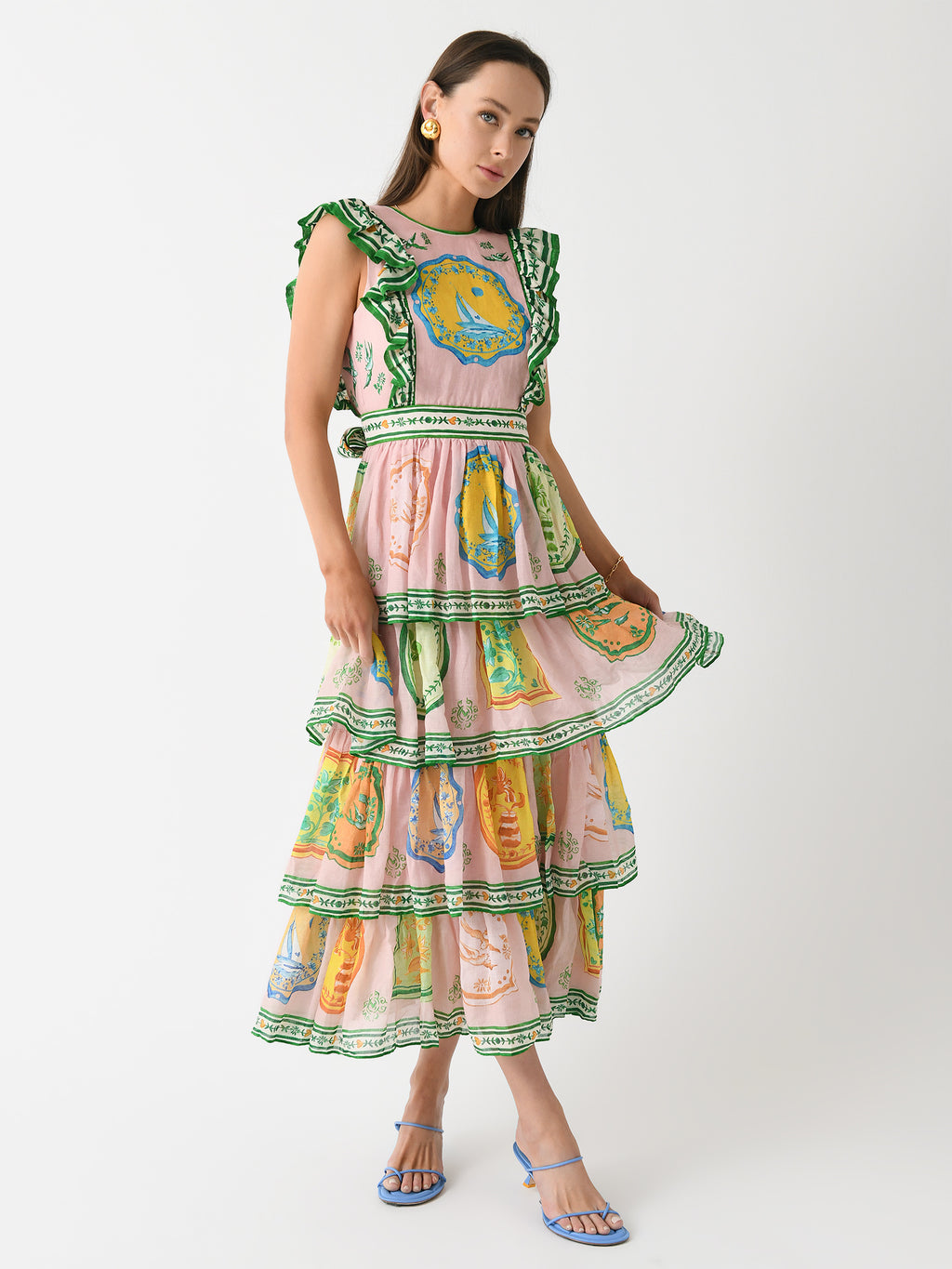Alemais Women's Porcelain Frill Midi Dress – Saint Bernard