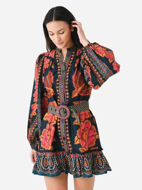 Farm Rio Women's Puff Sleeve Mini Dress