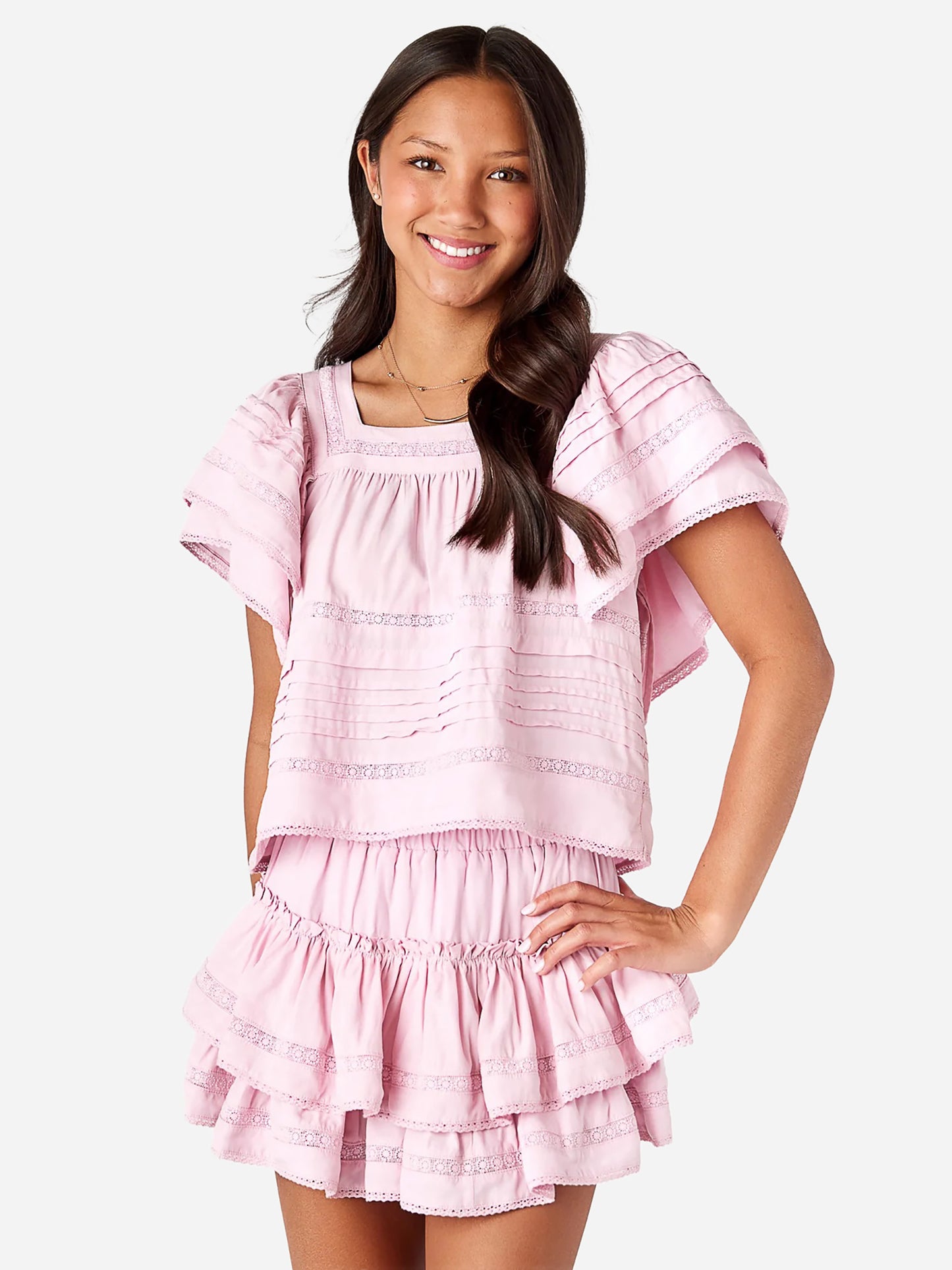 Cake For Dinner Girls' Lily Lace Top - Saint Bernard