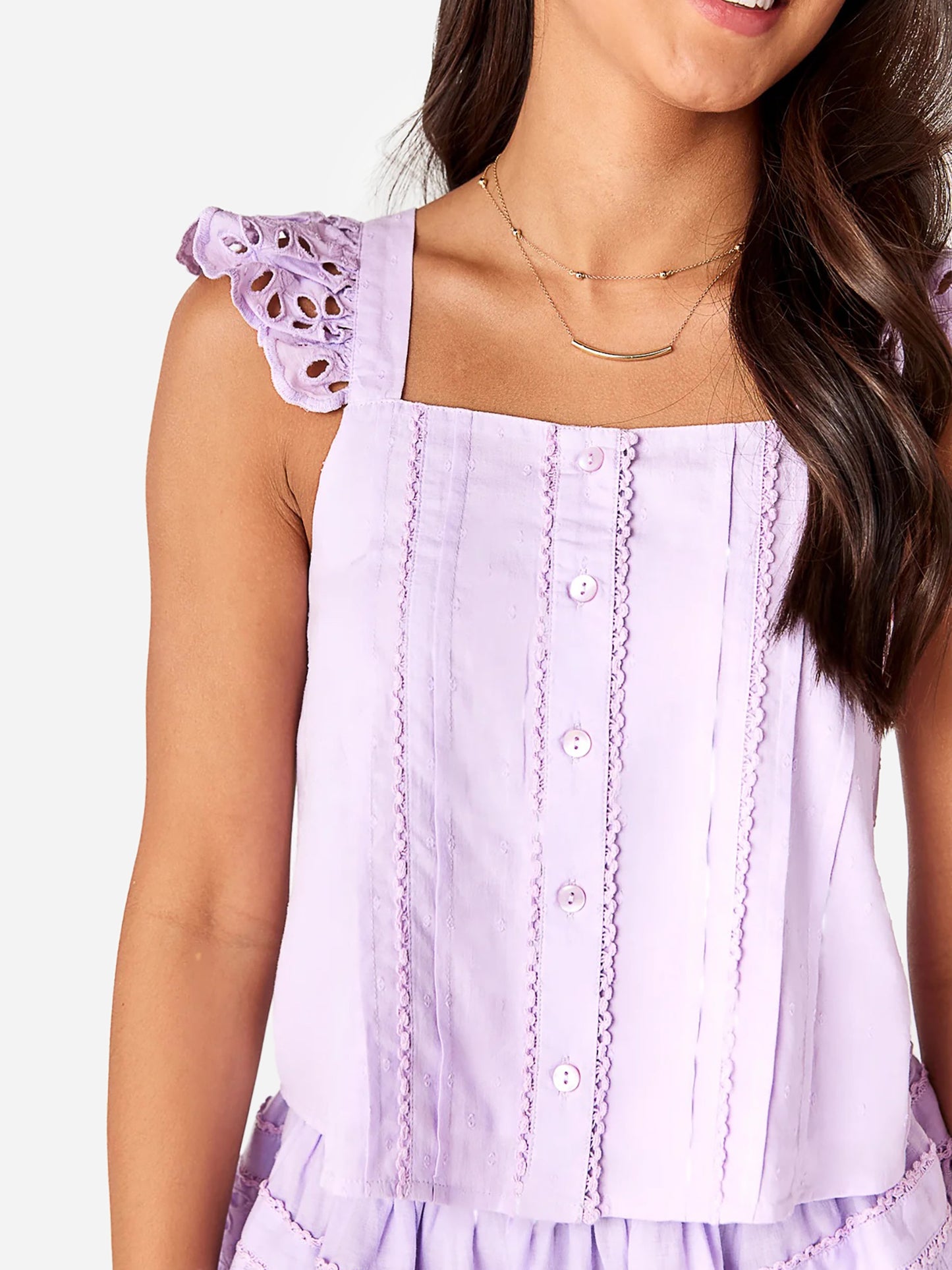 Cake For Dinner Girls' Helen Eyelet Top - Saint Bernard