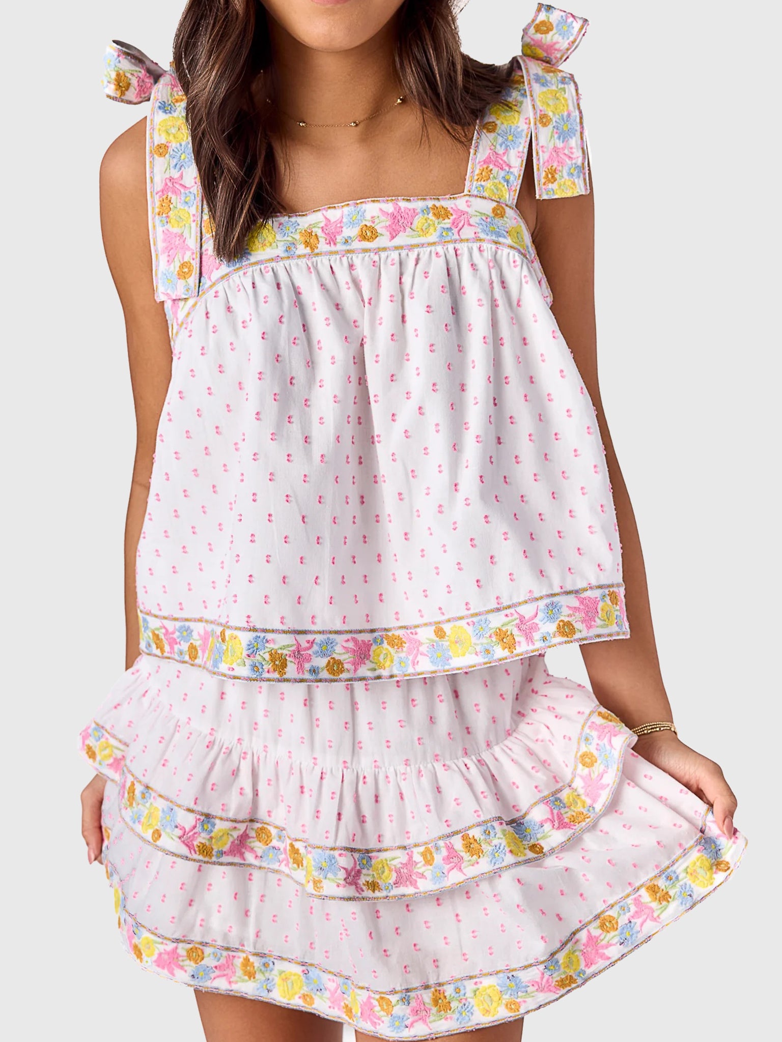 Cake For Dinner Girls' Luca Embroidered Top - Saint Bernard