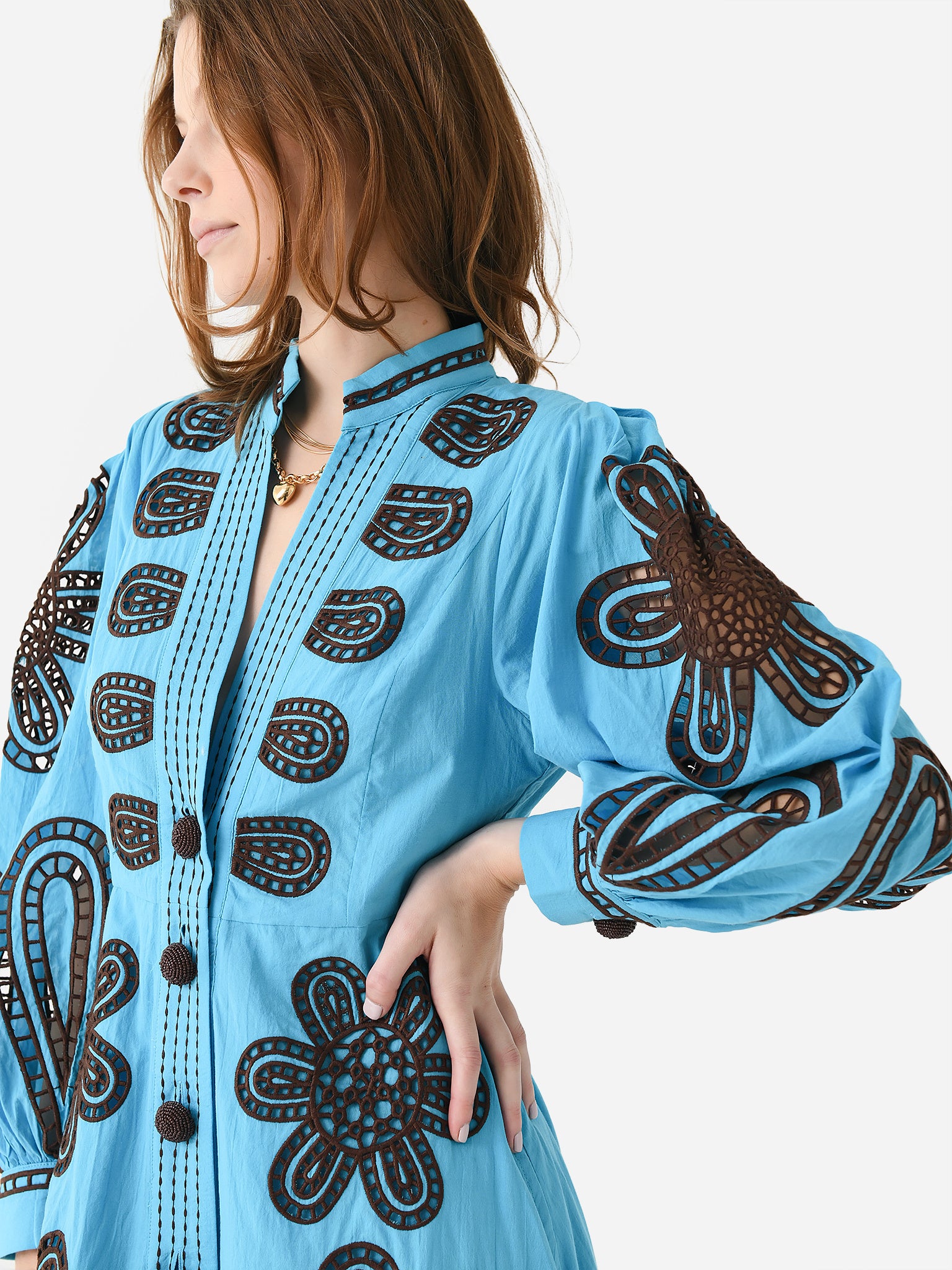 farm rio turquoise richelieu maxi dress Farm Rio fave Embrace effortless elegance with the Blue Richelieu Embroidered Organic Cotton Midi Dress by FARM Rio. Crafted from soft, GOTS-certified organic cotton, this dress showcases delicate Richelieu embroidery that
