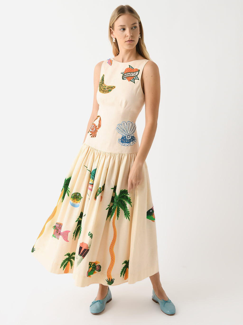 Alemais Women's Clam Embroidered Gown - Saint Bernard