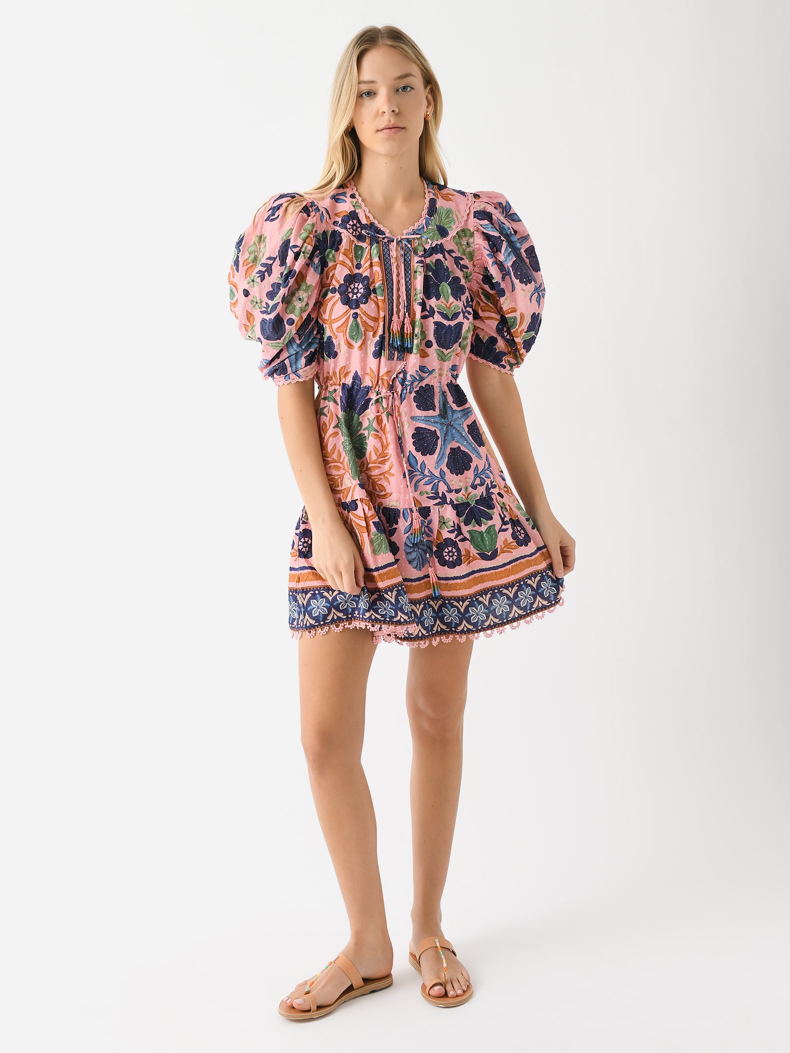 farm rio seashell tapestry cotton mini dress FARM Rio Seashell Tapestry Cotton Mini Dress