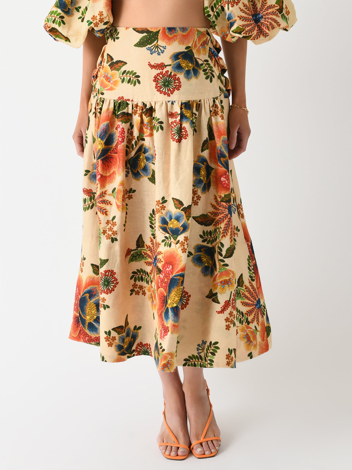 Farm Rio Women's Delicate Garden Midi Skirt - Saint Bernard