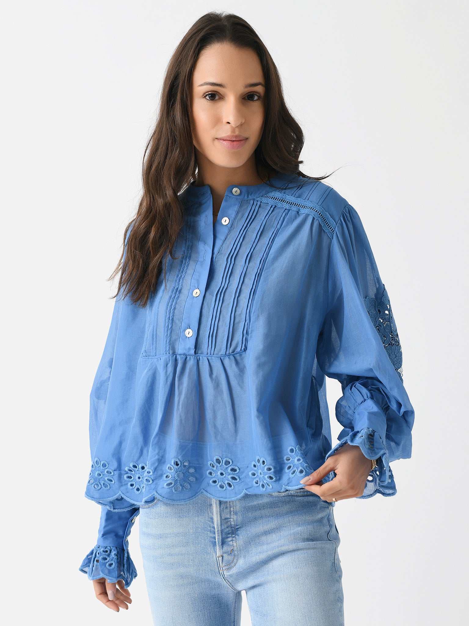 Farm Rio Women's Long Sleeve Organic Cotton Blouse - Saint Bernard