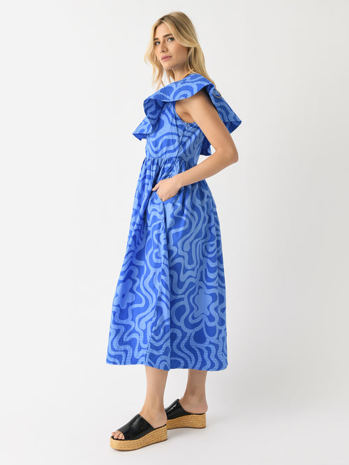 Oliphant Women's One Shoulder Ruffle Maxi Dress