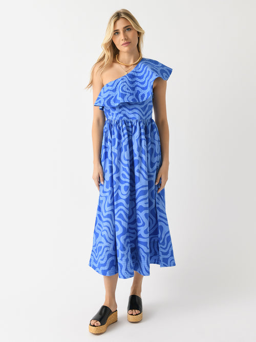 Oliphant Women's One Shoulder Ruffle Maxi Dress