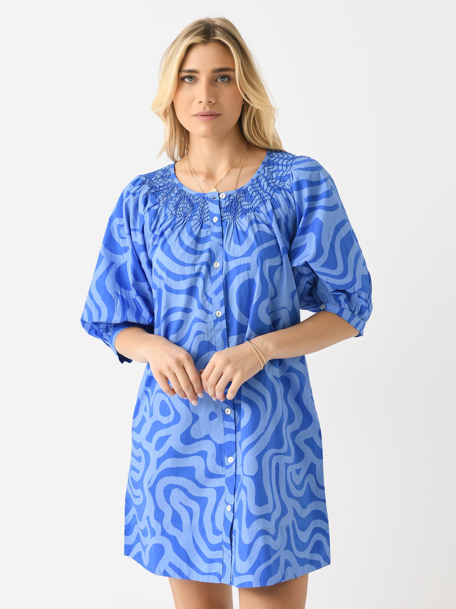 Oliphant Women's Embroidered Button Mini Dress - Saint Bernard