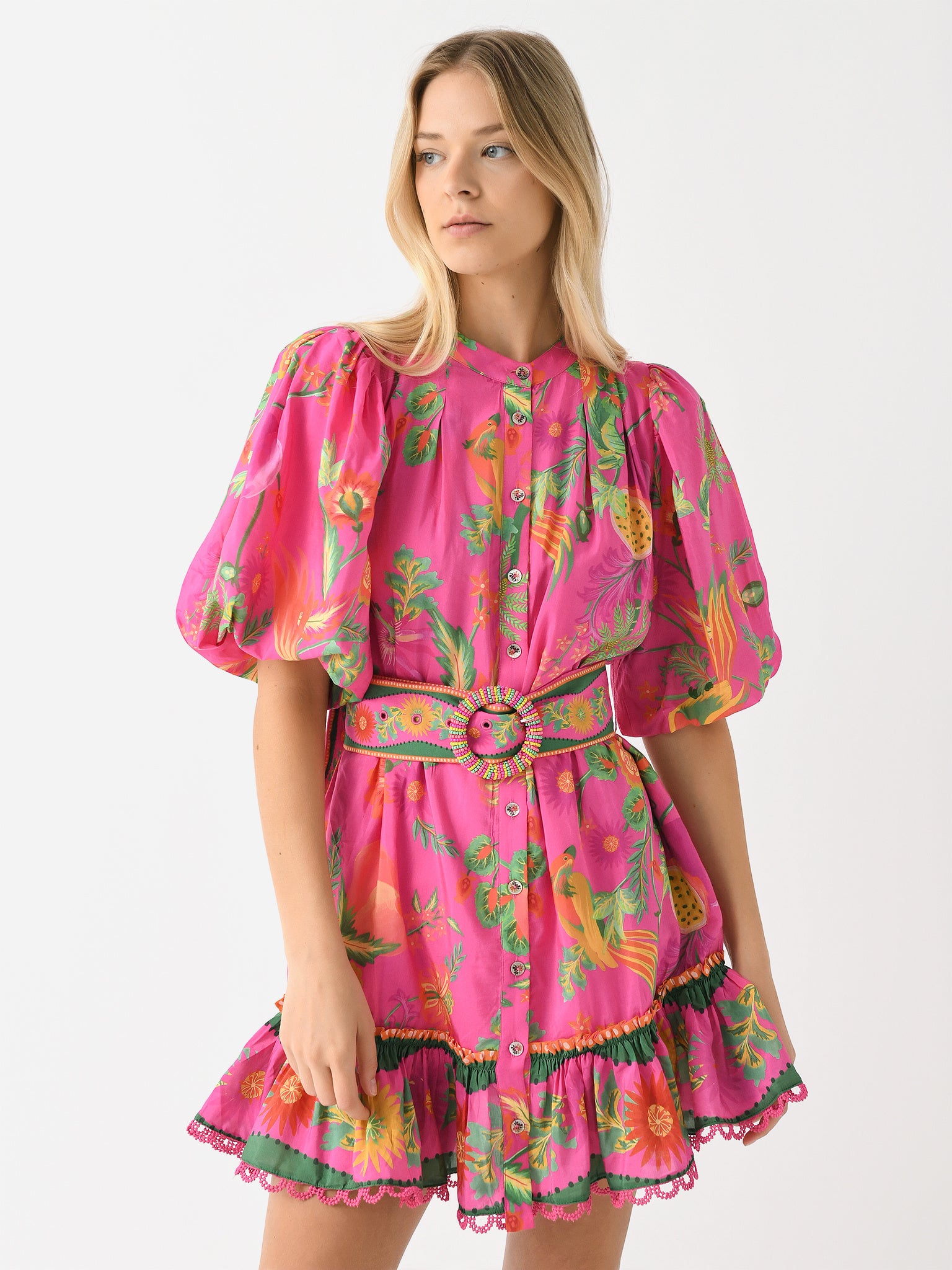 Farm Rio Women's Delicate Fruit Garden Mini Dress