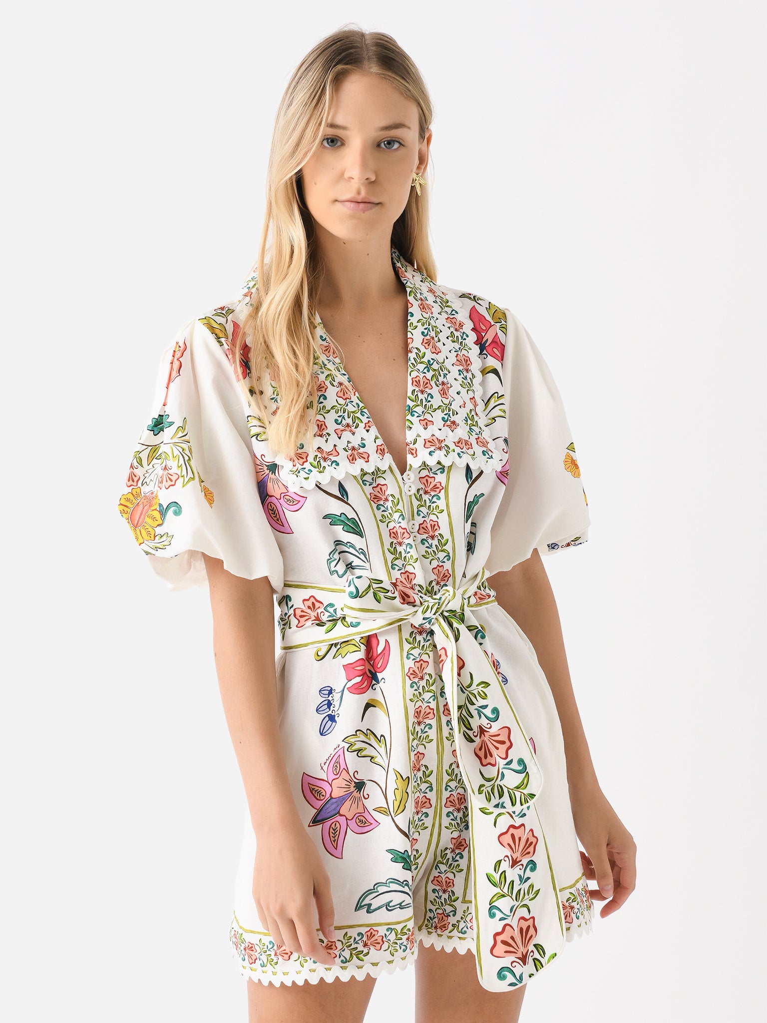 Farm Rio Women's Floral Insects Romper - Saint Bernard
