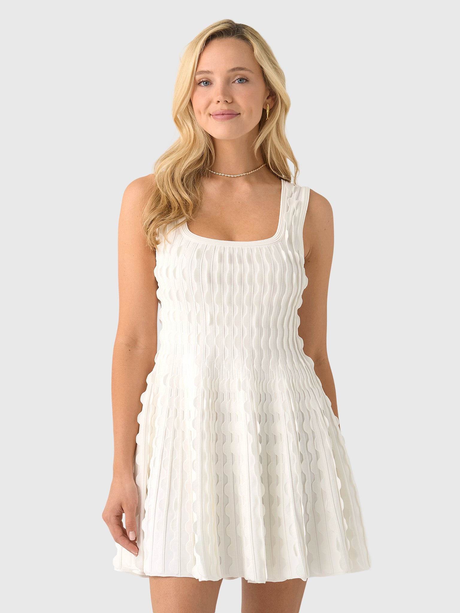Simkhai Women's Vanna Scalloped Knit Mini Dress - Saint Bernard