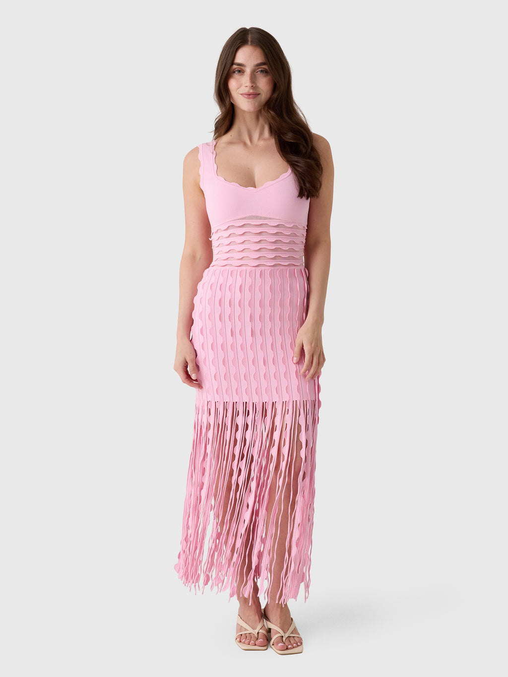 Simkhai Women's Brionne Scalloped Knit Midi Dress - Saint Bernard